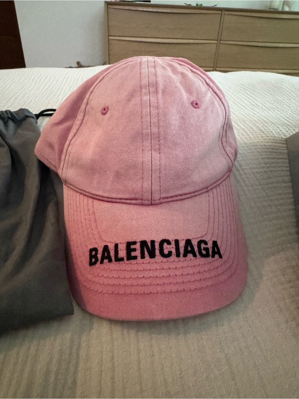 Balenciaga Baby Pink Embroidered Logo Cap